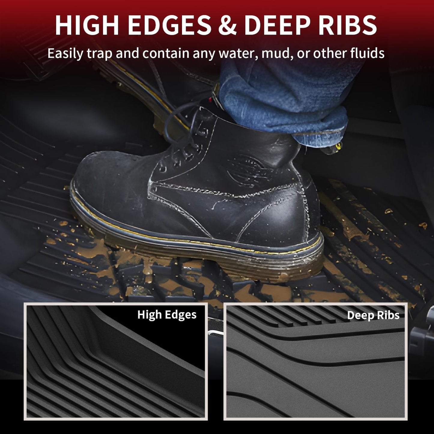 LASFIT Premium Extra Thick Floor Mats Fit for Tesla Model S & Model S Plaid 2025 2024 2023 2022 2021, Custom Fit TPE All Weather Floor Liners 1st & 2nd Front Rear Row Car Mats, Black