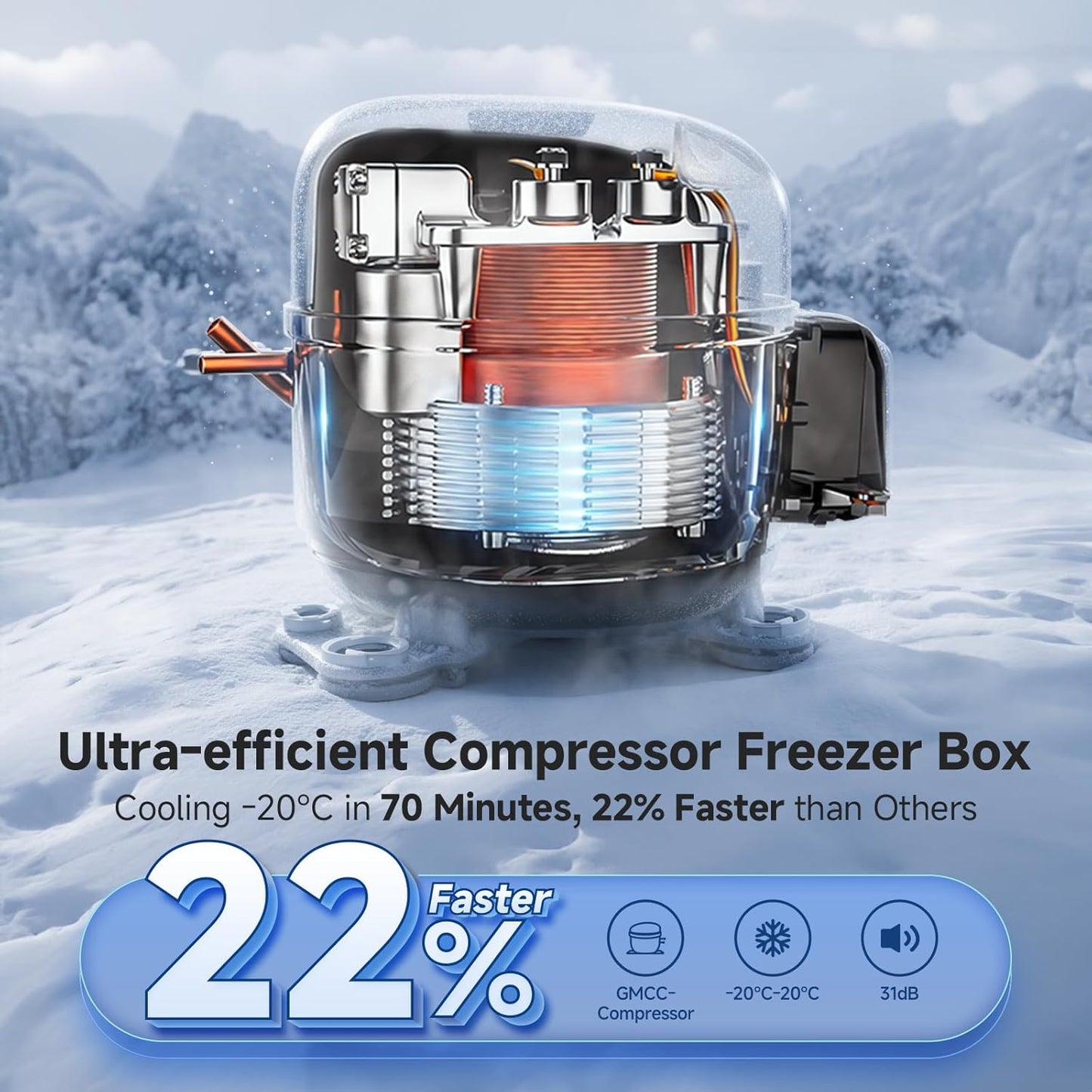 BODEGACOOLER 12v Car Refrigerator, 63QT(60L) IPX4 Waterproof Electric Cooler, APP Control Car Fridge with 12/24V DC 110-240V AC, -4℉~68℉, Portable Freezer for Truck Van RV Camping, Travel,Home