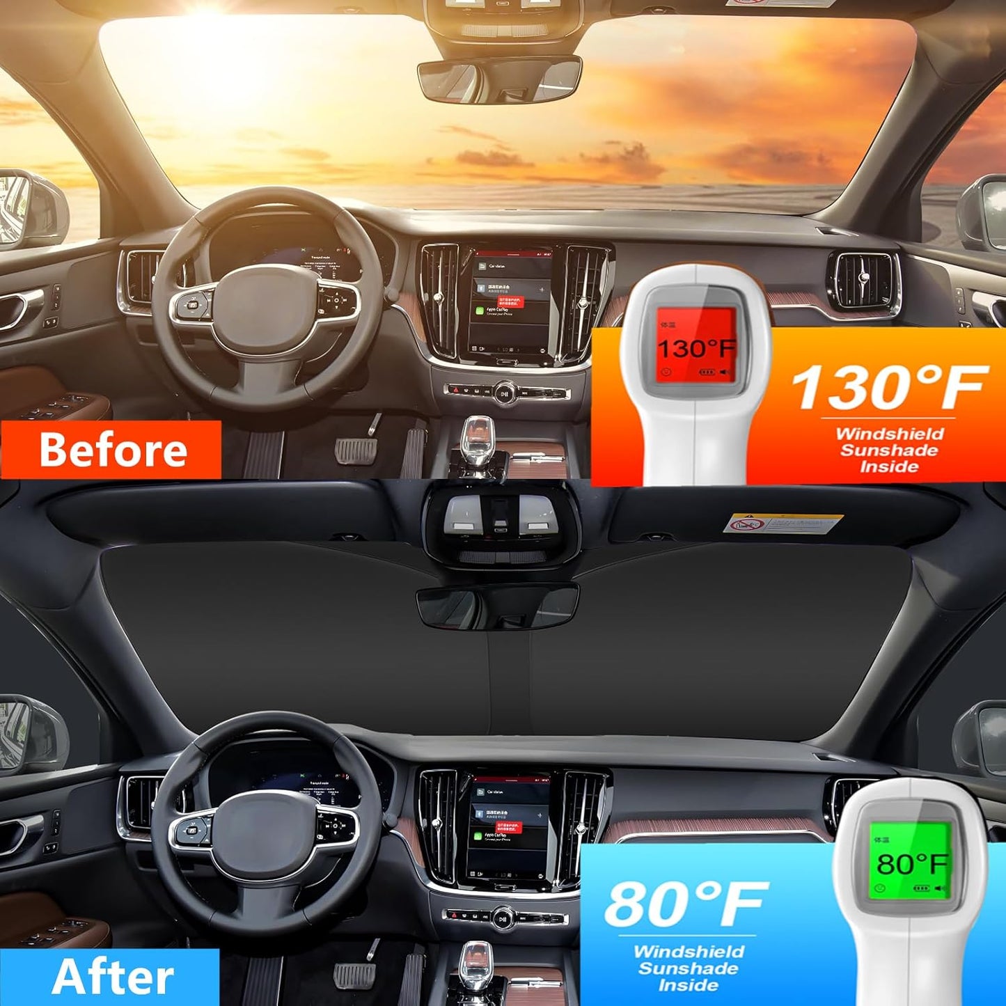 Windshield Sun Shade for Infiniti QX60 2022-2025 4-Layer Front Window Shade Custom Sun Visor 240T Shade Blocks UV Keep Your Car Cooler