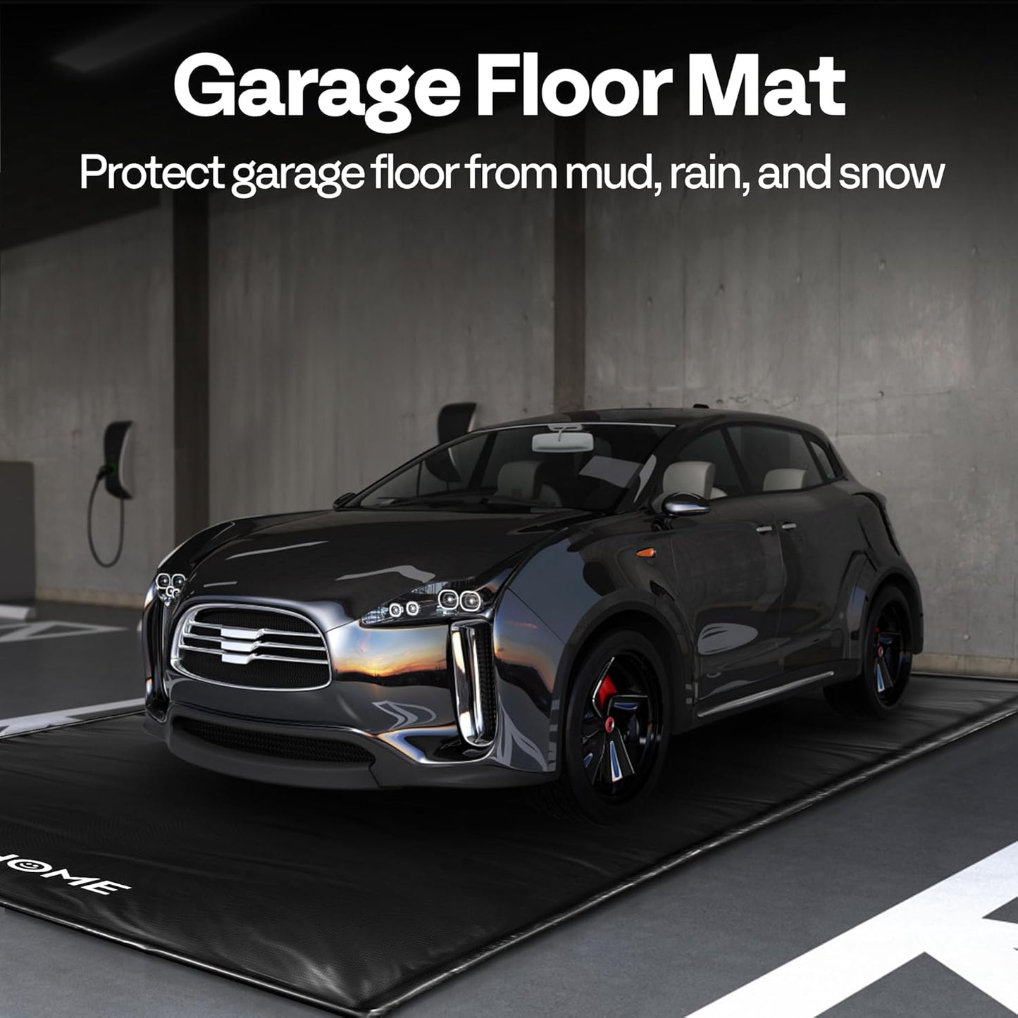 VIVOHOME Containment Mat (7'9" x 16') with Stay Put Corner, PVC Garage Mats for Floor, Heavy Duty Garage Parking Mat with a Squeegee