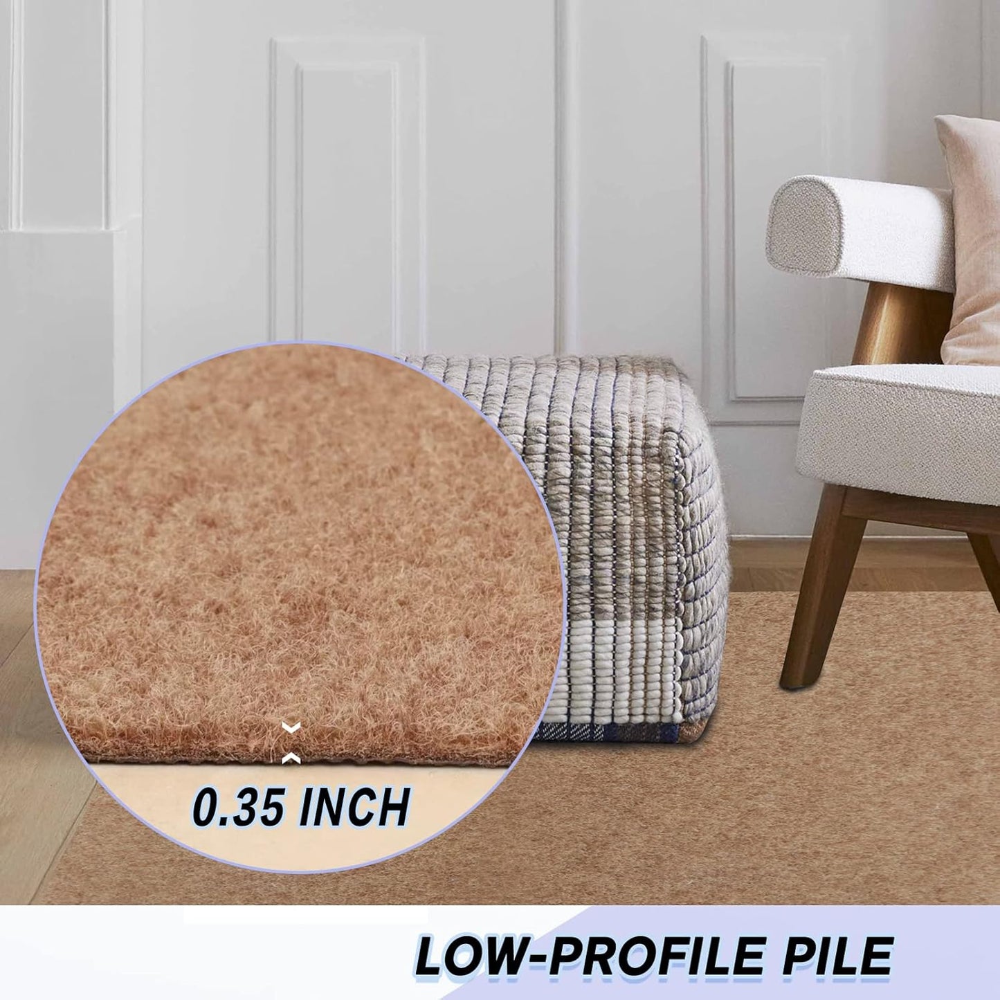 Custom Size Backed Non-Slip Area Rugs Runner, Easy Clean, Waterproof Runner Rugs for Hallway Entryway, Kitchen, Laundry, 4FT x 28FT, Beige