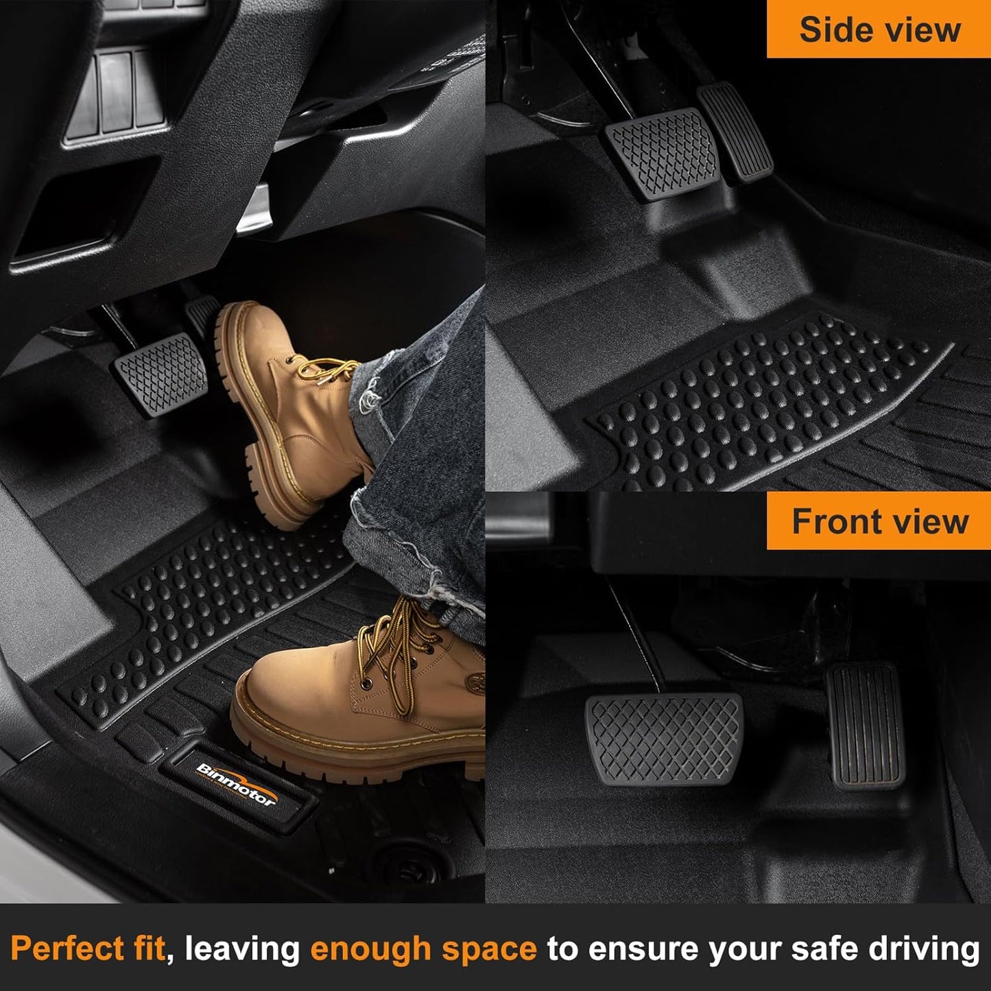 Binmotor-All Weather Custom Floor Mats for Volkswagen Atlas(6 Passenger Bucket Seating) 2018-2025, 3 Rows Full Set Car Mats TPE Material, Heavy Duty Car Floor Liners Automotive for Atlas Accessories