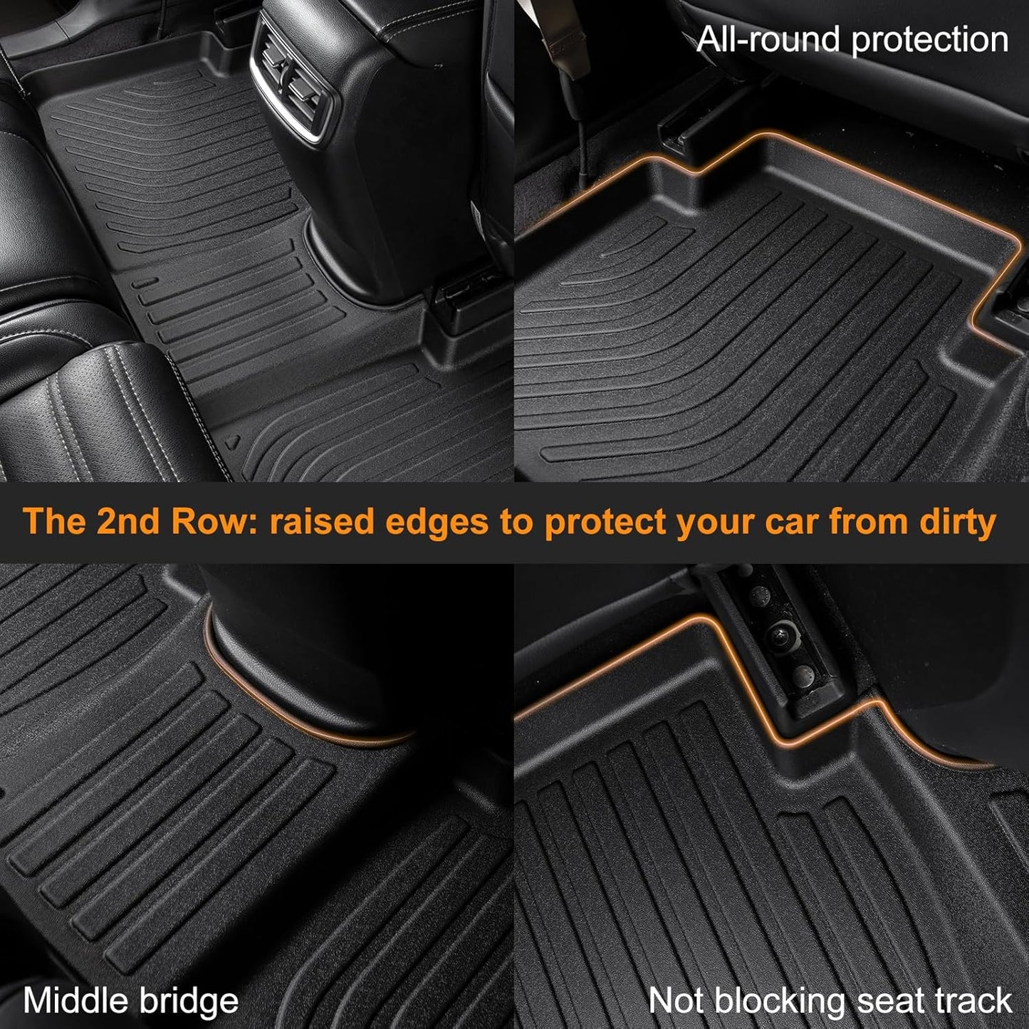 Binmotor-Floor Mats for Mitsubihi Outlander 2014-2021, All Weather Car Floor Mat for Outlander Accessories TPE Heavy Duty Rubber Liners