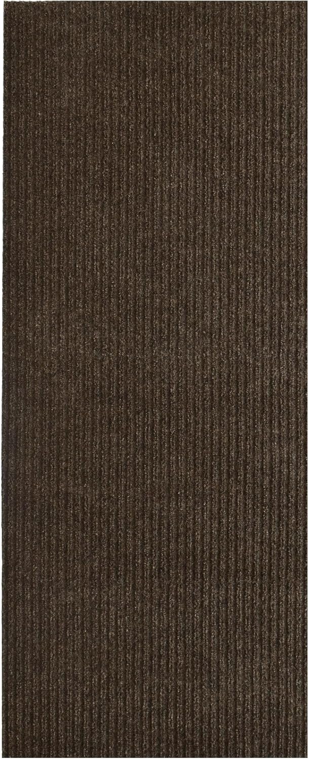iCustomRug Spartan Weather Warrior Duty Indoor/Outdoor Utility Ribbed in 3ft,4ft,6ft Widths 70 Custom Sizes with Natural Non-Slip Rubber Backing 4'X34' in Brown
