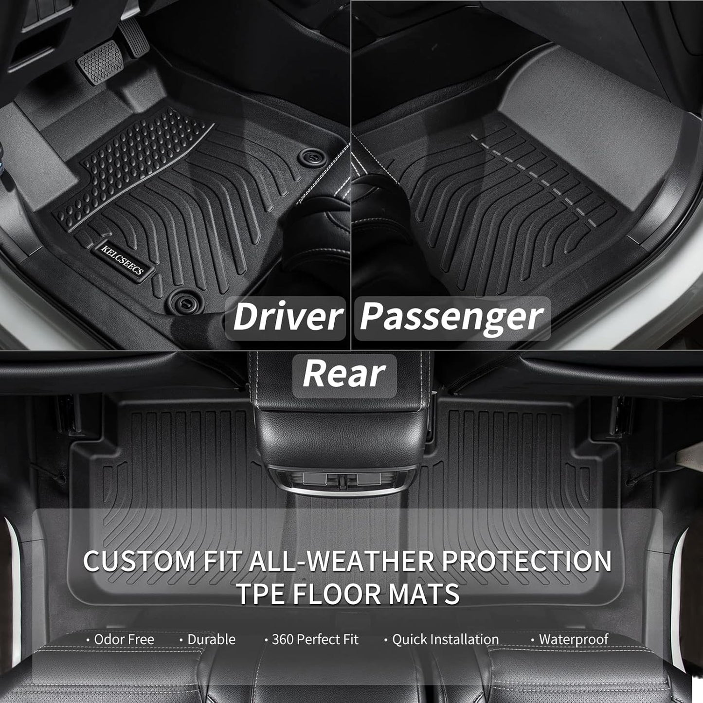 KELCSEECS® Floor Mats Custom for Nissan Frontier Crew Cab 2022-2025 (Not for 2nd with Under Seat Speaker) All Weather Protection TPE Heavy Duty Non-Slip Liners Full Set Frontier Accessories,Black