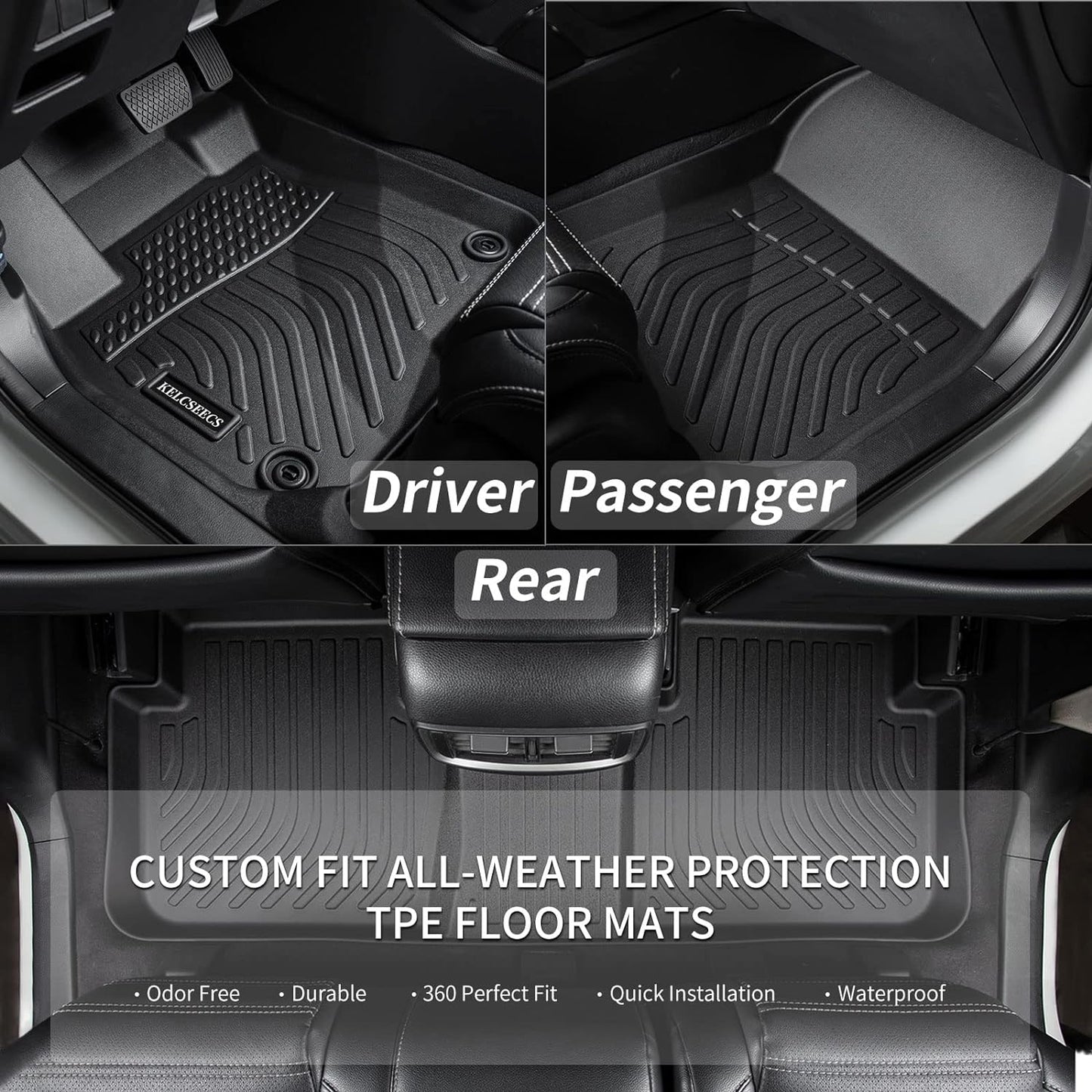KELCSEECS Floor Mats & Cargo Liner Custom for Audi Q5 (Not for Q5 PHEV Models) 2024 2023 2022 2021 2020 2019 2018 Car Mats Automotive Cargo Mat Floor Liners Trunk Mat Q5 All Weather Trunk Liner