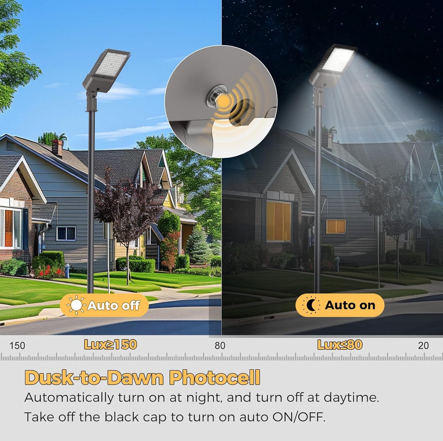 LED Parking Lot Lights 340W Commercial Oudoor Lighting Dusk to Dawn Photocell Street Lights 6000K IP65 100-277V for Yard Garage Warehouse 3 Pack with Allen Wrench