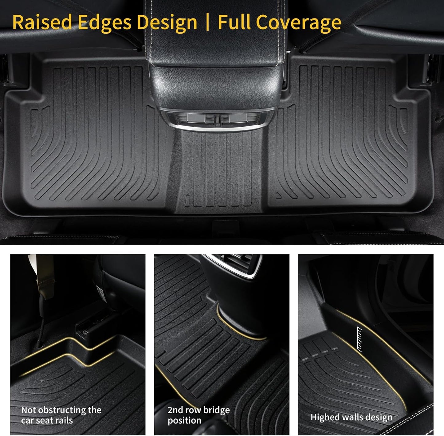 GINOWY- Floor Mats & Cargo Liner for Volkswagen Tiguan 2018-2024丨TPE All Weather Mats for VW Tiguan Non-Slip Waterproof Cargo Trunk Mat Easy to Clean Floor Liners Accessories Black