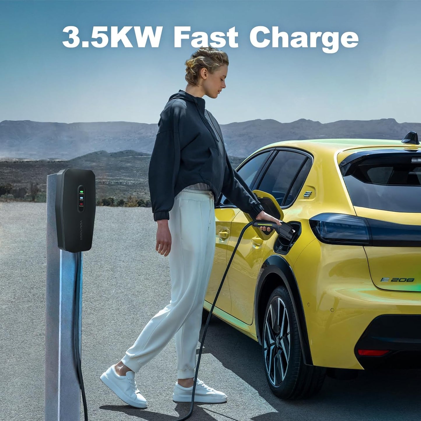 Level 1&2 EV Charger, Electric Vehicle Portable Charger with 20FT Cable, 3.5KW 16Amp Home EV Car Charging Station, 110V-240V NEMA 6-20 & NEMA 5-15 Plug Adapter, for All SAE J1772