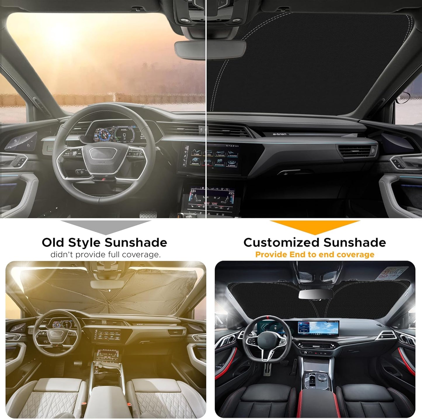 EcoNour Tesla Model X Windshield Sunshade (2016-2025) | Dual-Layer 210T Silver-Coated Material for Heat & Glare Protection | Foldable Front Window Shade | Interior Tesla Model X Accessory