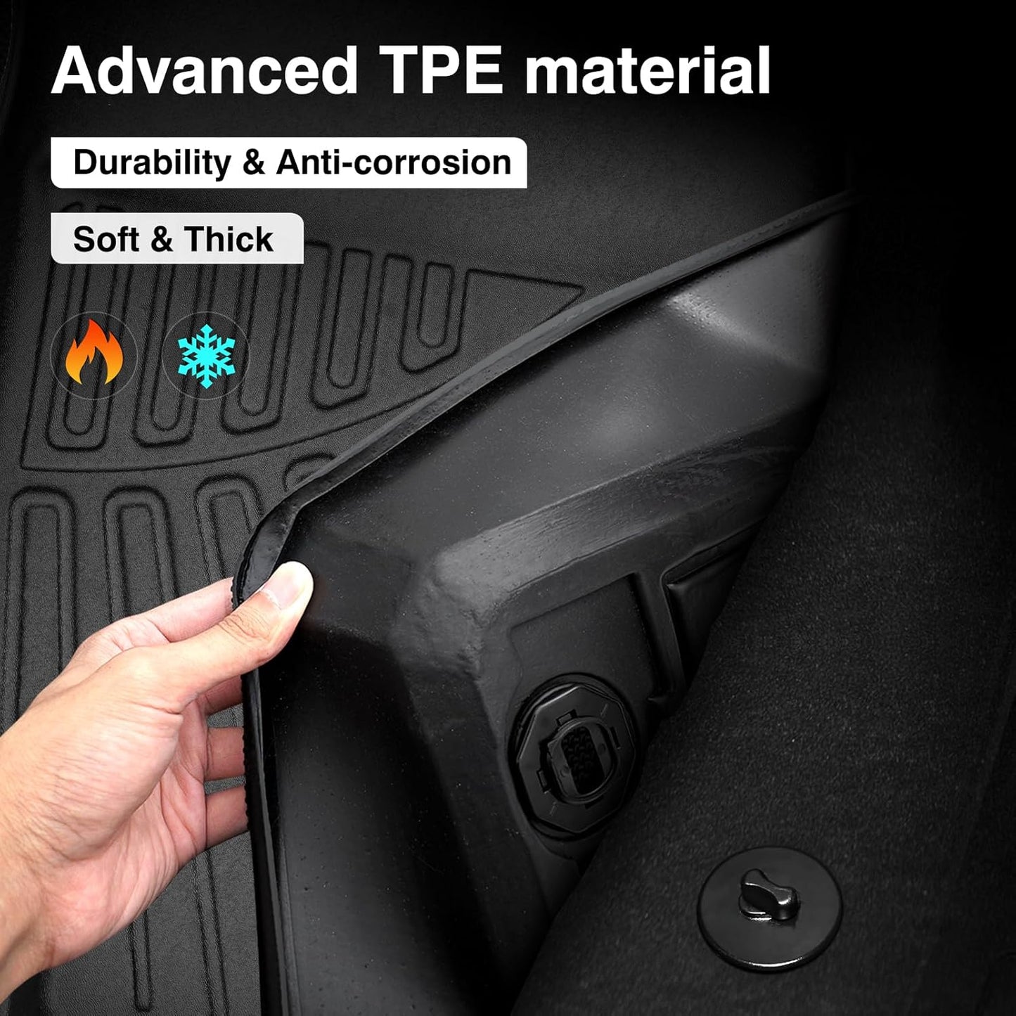 Powerty Floor Mats for 2022-2025 Honda Civic/2023-2025 Acura Integra Accessories All Weather Floor Liner 3D TPE 1st & 2nd Row Floor Mat Heavy-Duty Floor Liners