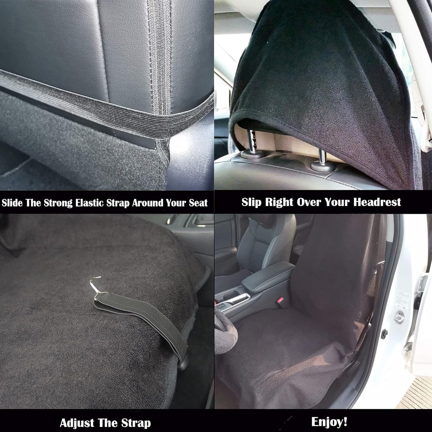 Car Seat Cover Protector Front Seats,for Gym Workout,Running,Swimming,Beach and Hiking,Waterproof Sweat Towel Bucket Seat Covers for Cars SUV Trucks (Black, 2Pcs)