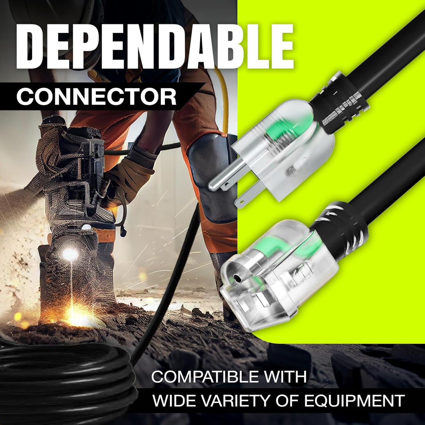 200ft Outdoor/Indoor Extension Cord 12/3 Gauge Extra Heavy Duty 3 Prong SJTW, Waterproof, Flexible Cold-Resistant Long Power Cord,8A 125V 1000W, Black by LifeSupplyUSA