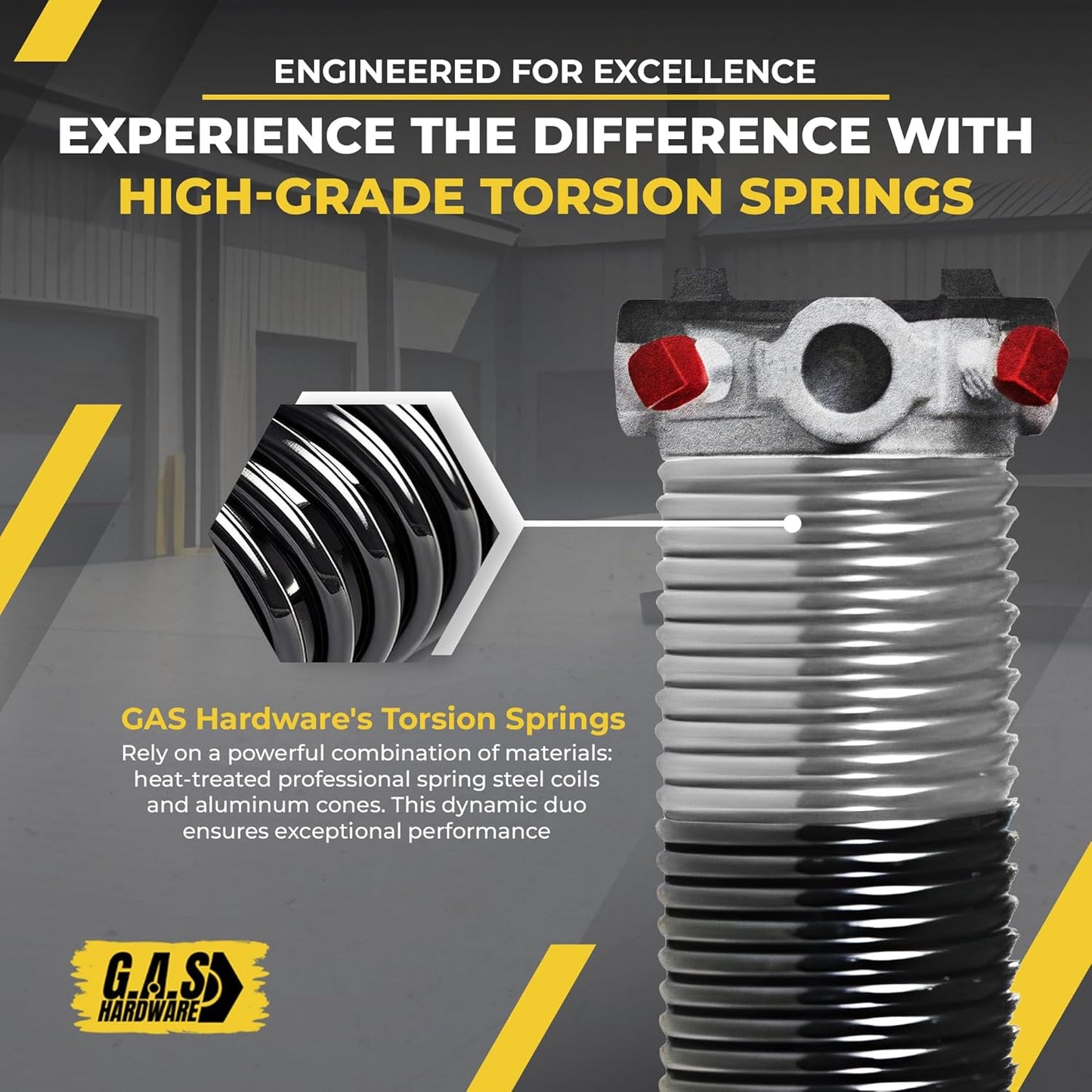 Garage Door Torsion Spring 218x1.75x33 Includes 1” Steel Bearing, Non-Slip Gloves, and Winding Bars for Left and Right Side of Garage Door Precision E-Coating 5-Year Warranty Min. 30,000 Cycles (Pair)