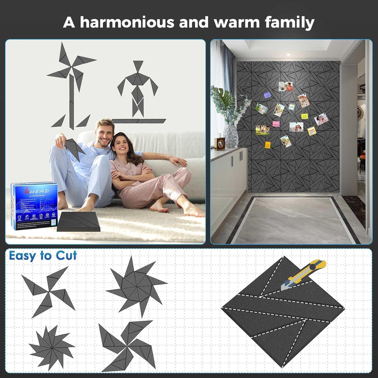 8 Pack Self-Adhesive Soundproof Wall Panels, 15.7 x 15.7 x 0.47 in Sound Proof Foam Panels for Walls, 1.2lb/ft³ High Density, Thicker 0.47in, Large Size Acoustic Panels, Sound Dampening Panels White