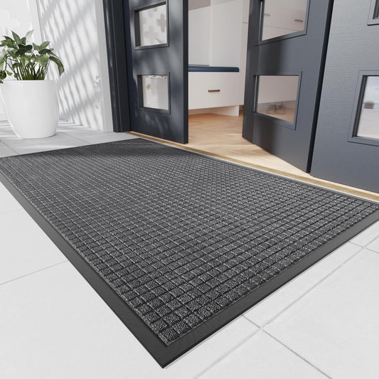 Durable Front Door Mat, 48" x 36" Heavy Duty Indoor Outdoor Doormat for Entryway, Non-Slip Rubber Backing, Stain and Fade Resistant Commercial Floor Mat for Home Office Entry