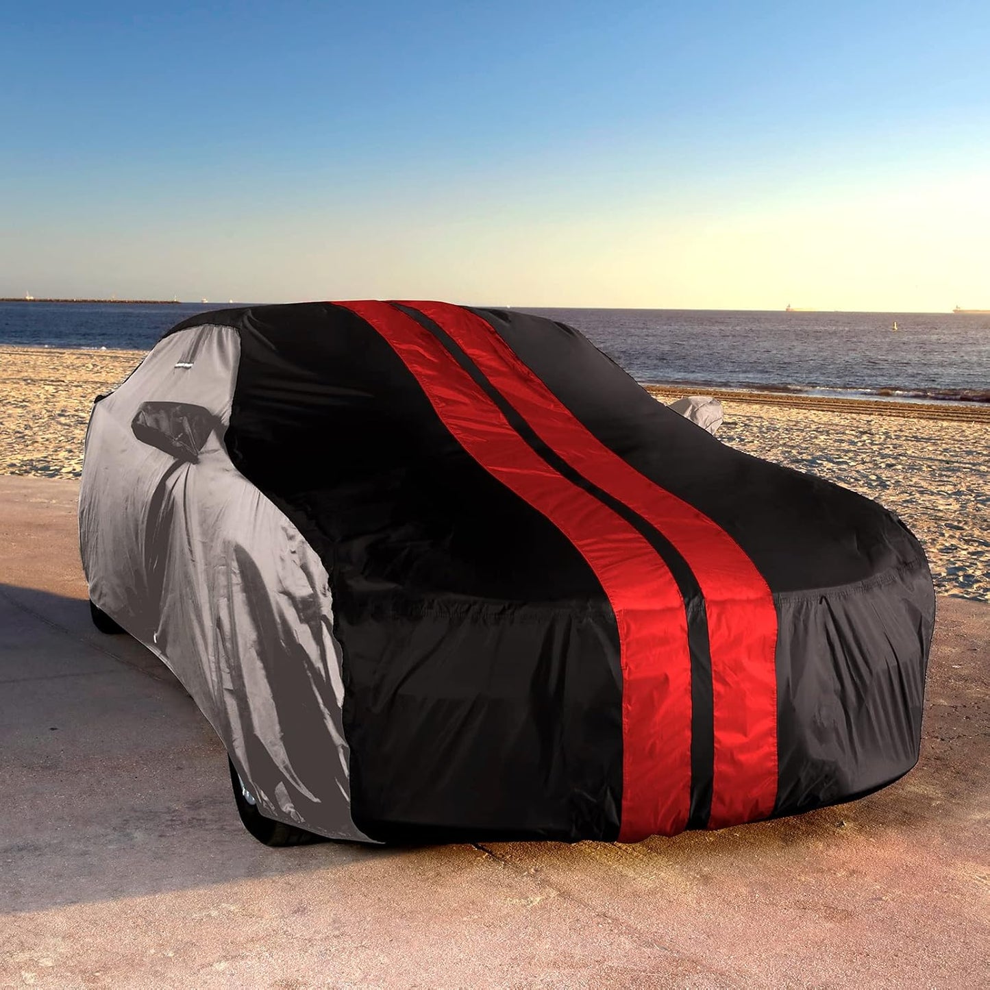iCarCover Custom Car Cover Compatible with Mustang 2005-2025, Waterproof All Weather Rain Snow UV Sun Protector Full Exterior Indoor Outdoor Car Covers, Tribe (Gray/Black)