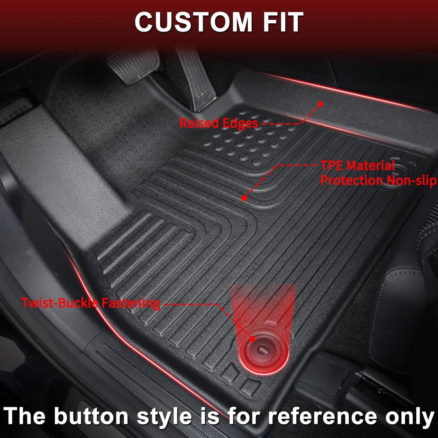 Wayhigh-All Weather Floor Mats and Cargo Liner Set Fit for Kia K4 2025,Custom Fit TPE Car Mats Heavy Duty Rubber Floor Liners for K4 Accessories