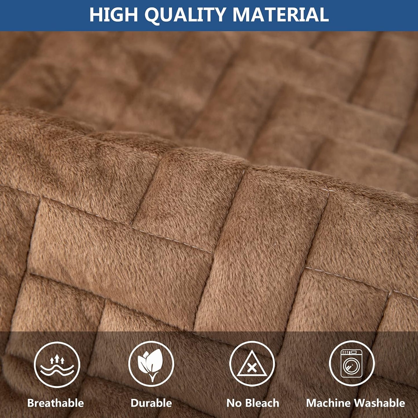 Eismodra Couch Cover,Sectional Couch Covers,Sofa Covers for 3 Cushion Couch,Anti-Slip Sofa Slipcovers for Dogs Cats Kids Loveseat Recliner L Shaped Armrest Backrest,Brown 43''x70''(Only 1 Piece)