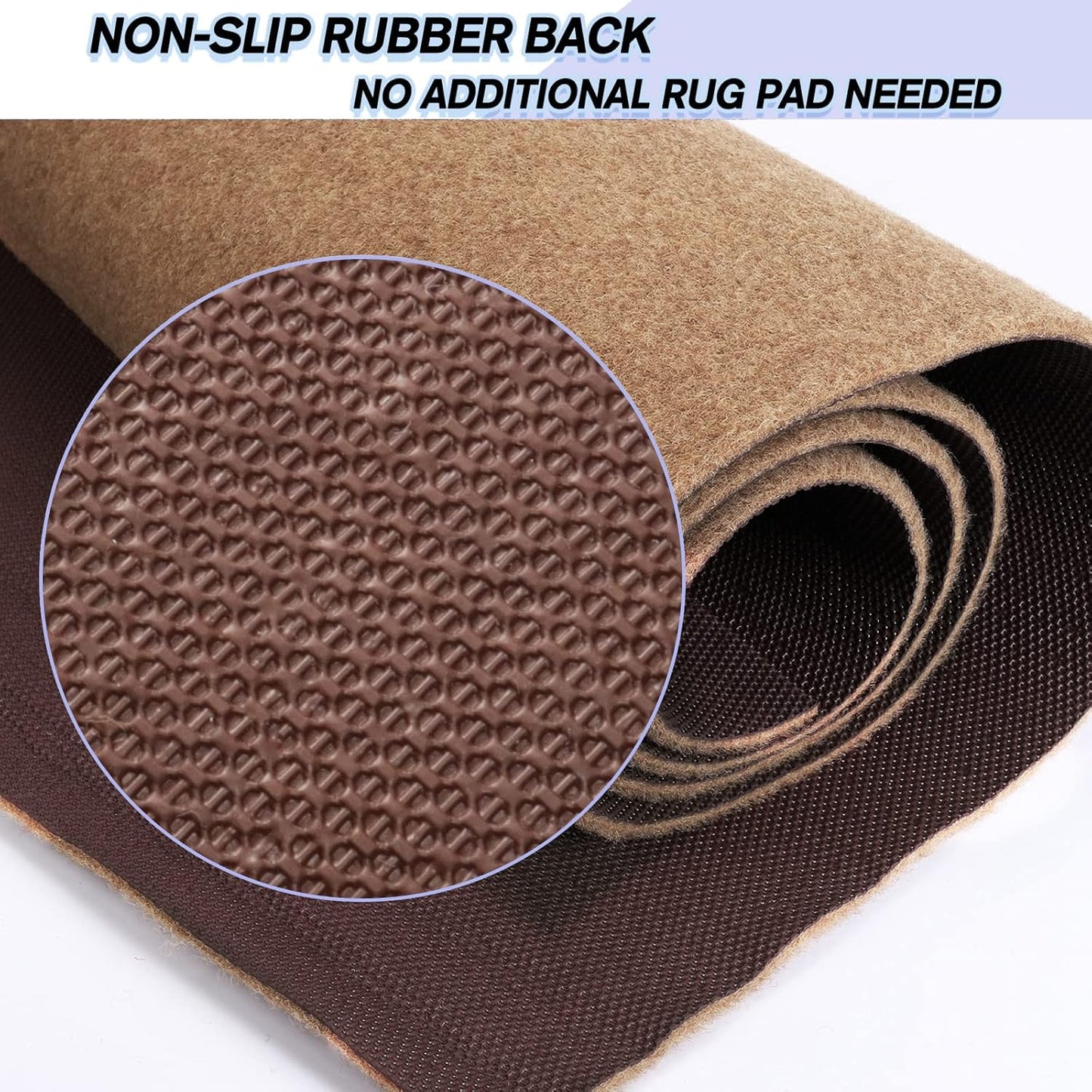 Custom Size Backed Non-Slip Area Rugs Runner, Easy Clean, Waterproof Runner Rugs for Hallway Entryway, Kitchen, Laundry, 3FT x 49FT, Beige