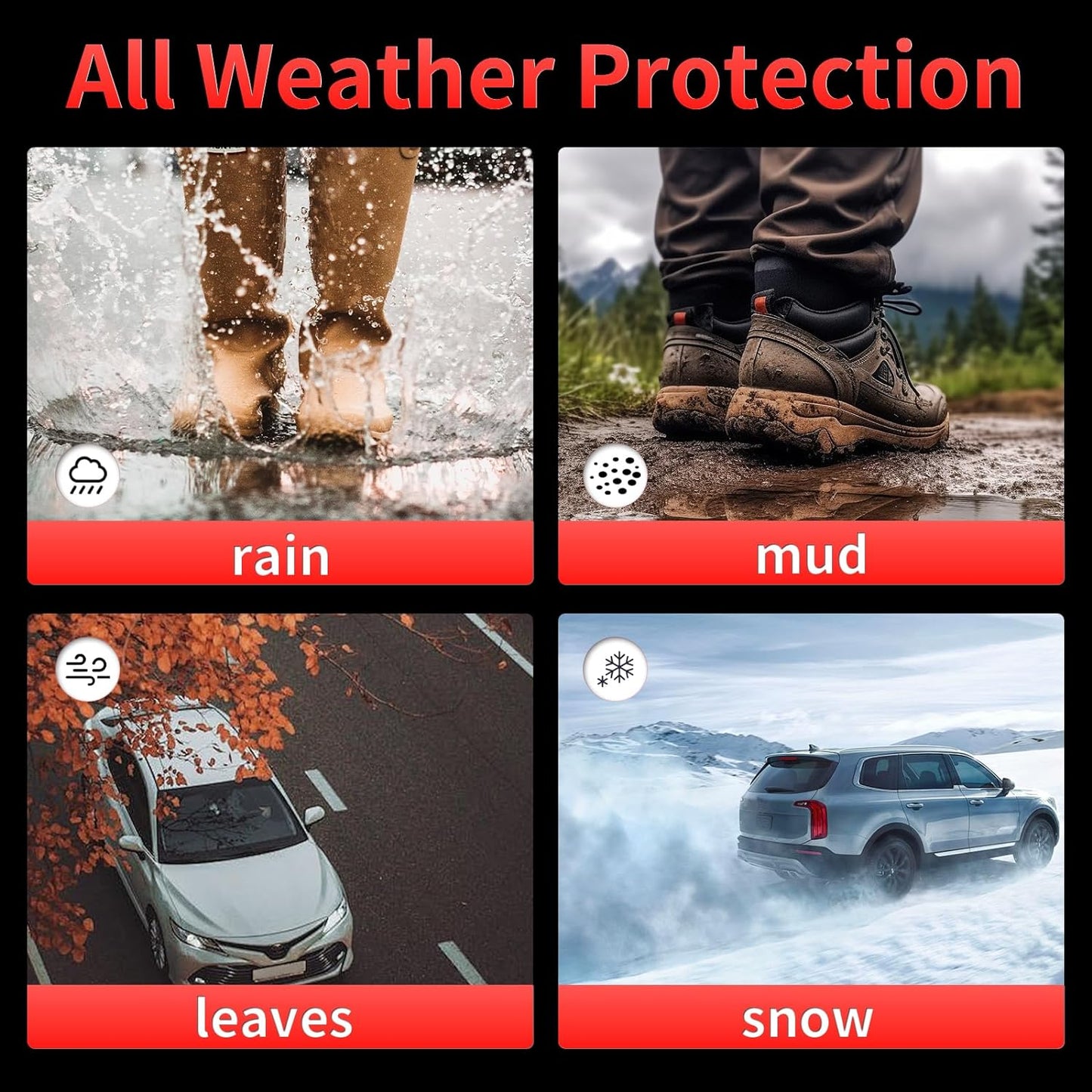 Wayhigh-All Weather Floor Mats and Cargo Liners Set for Corolla Sedan 2020-2025 & Hybrid Sedan(Non Corolla Cross or Hatchback Model), Heavy Duty Car Floor Liners TPE Car Mats Accessories