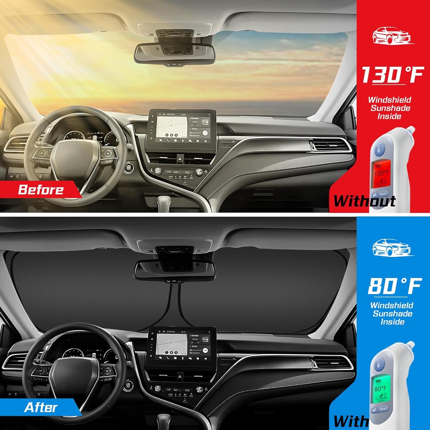 ARISMOTOR Windshield Sun Shade for Genesis GV80 2021-2025, Custom Fit Foldable Front Window Sunshade Sun Visor Protector, Block UV Rays Keep Your Car Cooler