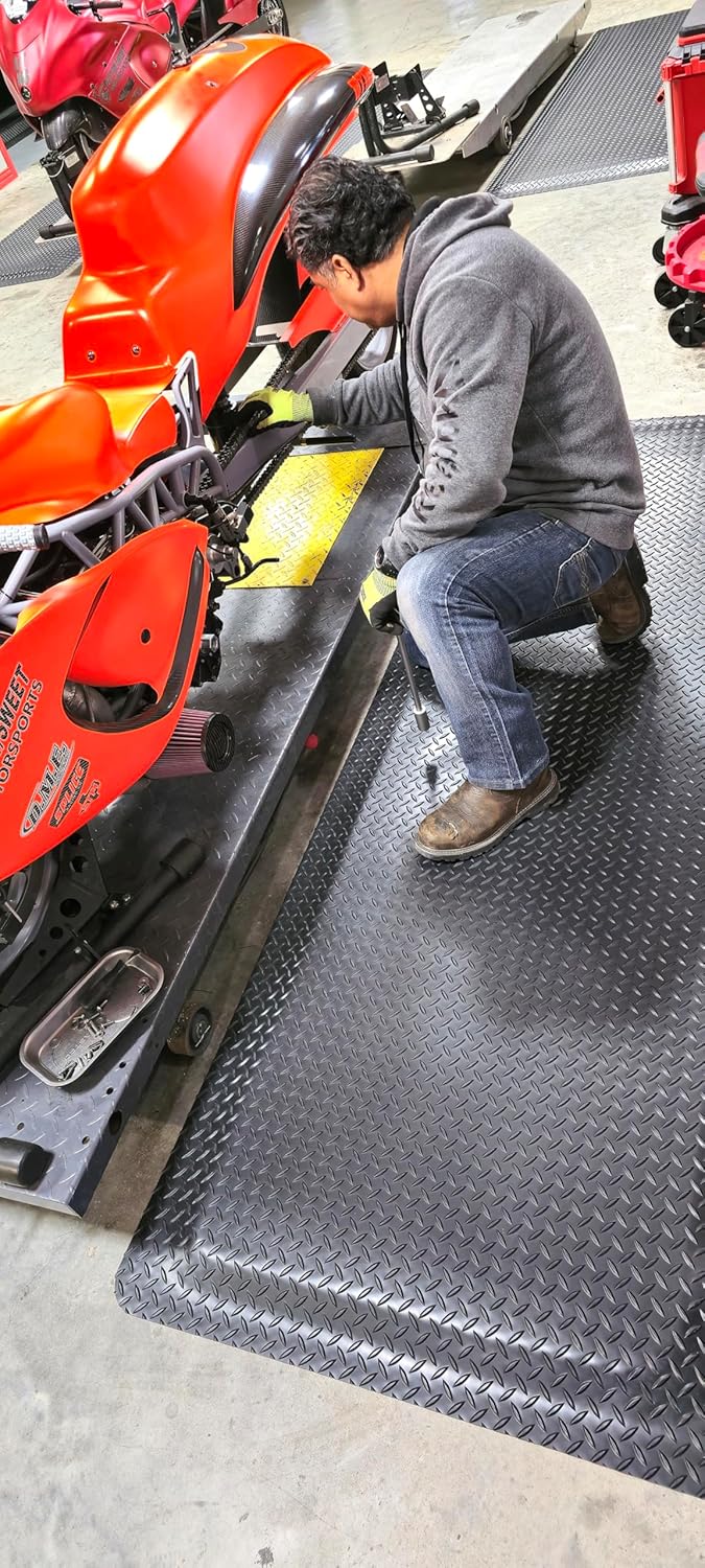 Rhino Mats, American Classic Diamond Anti-Fatigue Mats, Industrial Ergonomic Comfort Standing Mat for Work, Home, Garage, Office, Kitchen or Anywhere (Black 9/16" Thick, 3 FT. x 17 FT.)