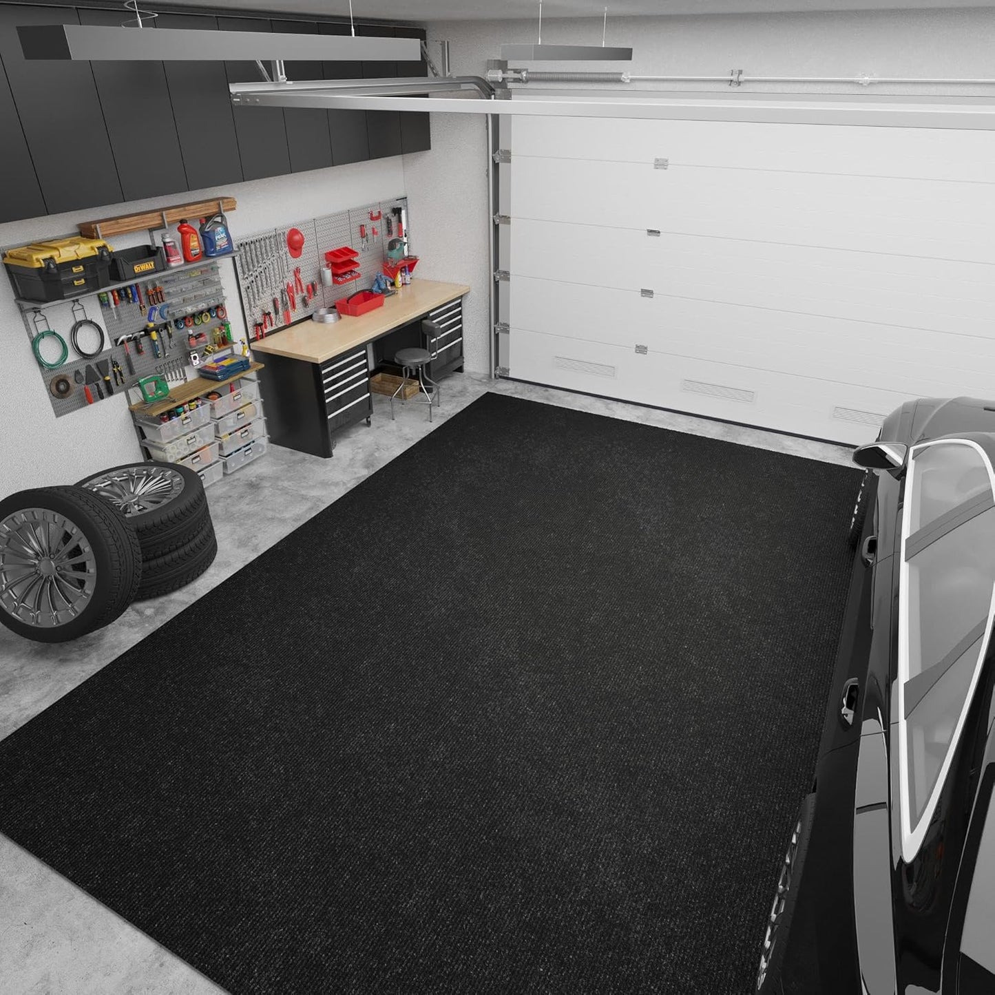 Ottomanson 6'6" x 29' Hallway Runner with Scraper Pile - Extra Durable Non-Slip Rug Mat for Indoor & Outdoor Use - Ideal for Kitchen, Entryway & Garage - High-Traffic Carpet, Black