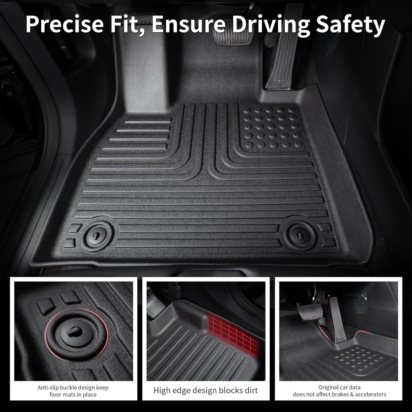Wayhigh-All Weather Floor Mats and Cargo Mat Set Fit for 2025 Mini Countryman (Not for Countryman SE and Electric) TPE Car Mats Waterproof Anti-Slip Rubber Floor Liners Countryman Accessories