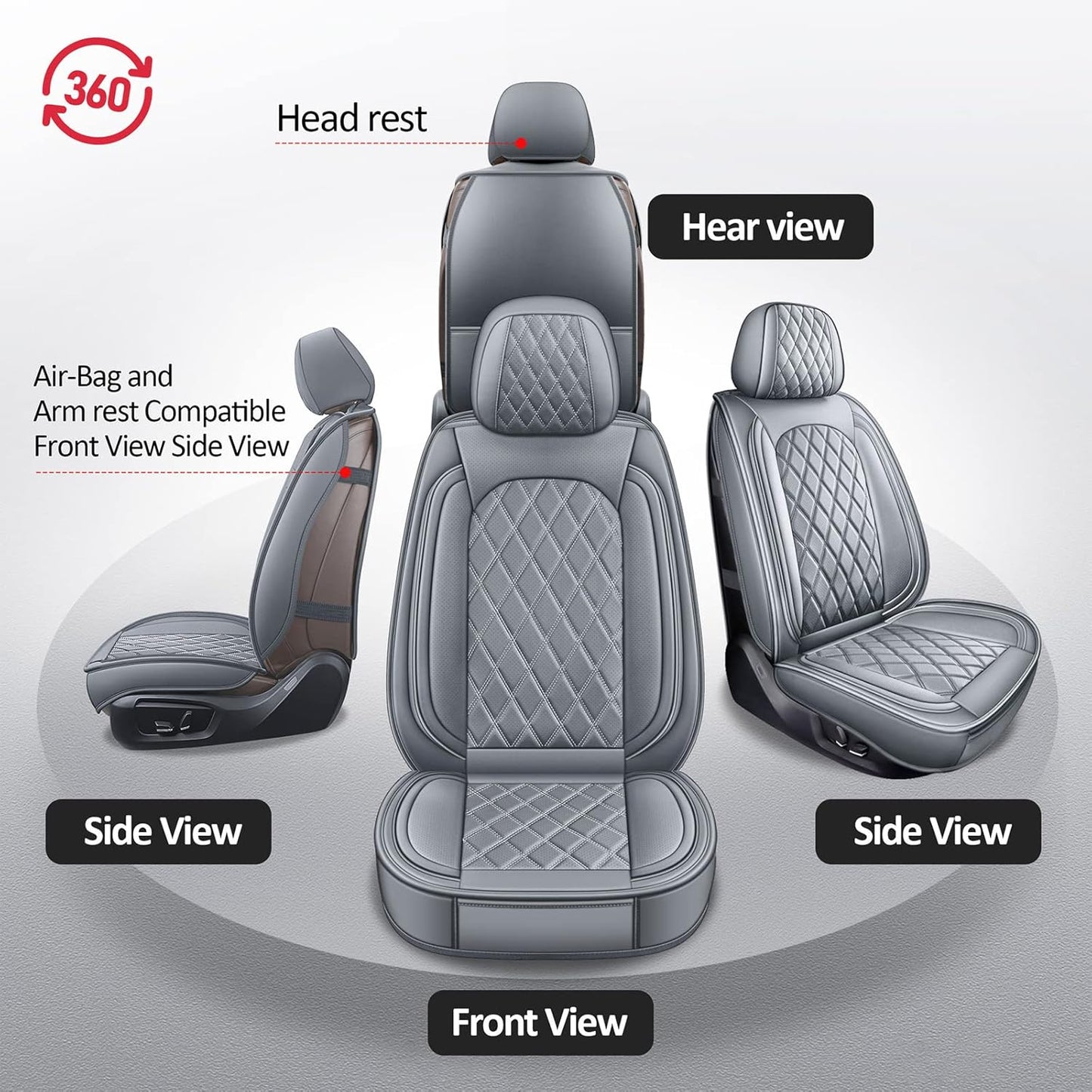 MIROZO Ram Seat Covers,Waterproof Truck Seat Covers Fits for 2009-2025 Dodge Ram 1500 2500 3500 Crew Quad Regular Cab Pickup Cushions Compatible with Split Bench 40/60(Gray,Full Set Flat Back)