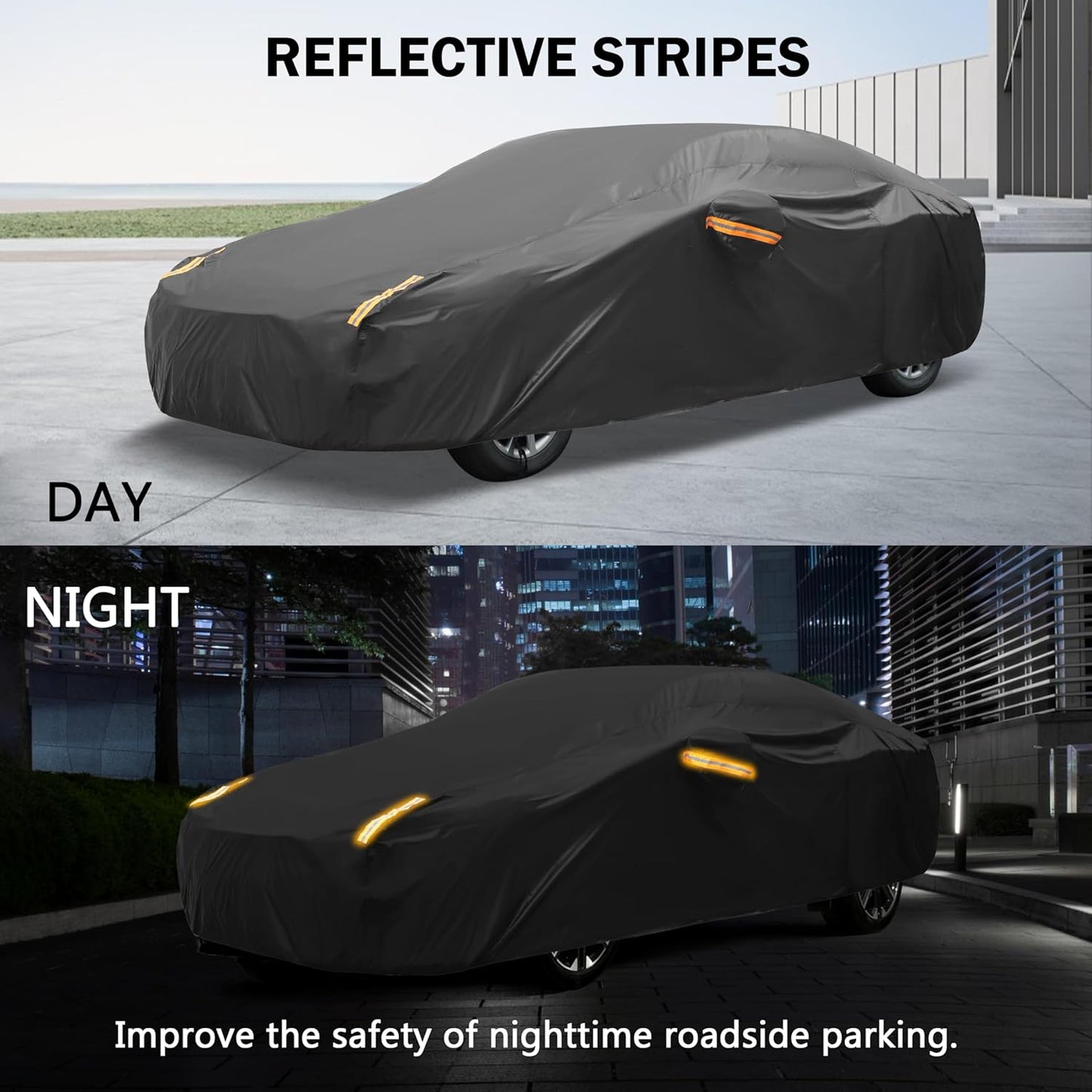MORNYRAY Compatible with Toyota Tacoma,Car Cover Outdoor Waterproof Sun Rain Snow Hail Protection with Driver Door Zipper (Black, Custom Fit Toyota Tacoma)