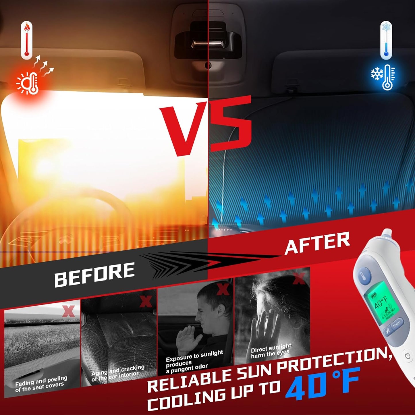Windshield Sun Shade for 2013-2019 Ford Escape SUV Foldable Sun Sunshade for Car Front Window Blocks UV Rays and Heat Automotive Interior Protector Custom Fit Accessories