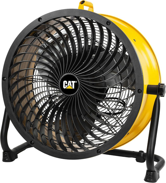 CATERPILLAR 18 inch High Velocity, 3400 CFM, 4 Speed, 360 Degree Metal Heavy Duty Pivioting Drum Air Circulator Fan, Yellow. For Home, Garage, Workshop, & Commerical Use. cETL Certified.