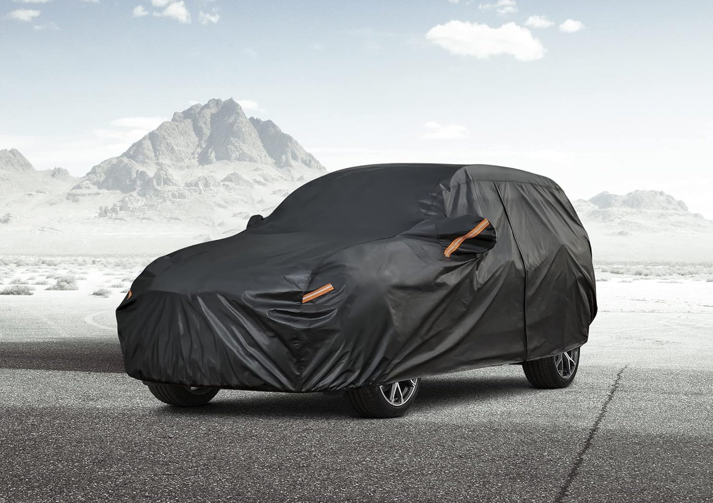 Kayme 7 Layers SUV Car Cover Custom Fit for VW Tiguan LWB (2018-2025) Waterproof All Weather for Automobiles, Outdoor Full Cover Rain Sun UV Protection.Black