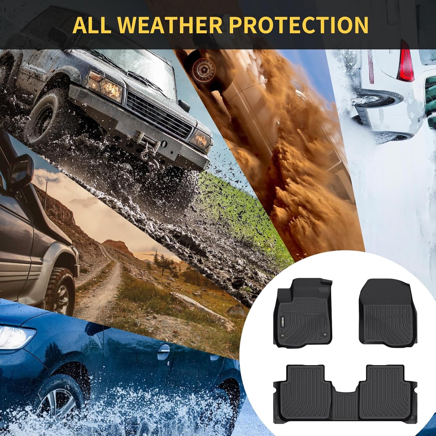GINOWY-Floor Mats & Cargo Liner for Buick Enclave 2018-2024,TPE All Weather Protection 2024 Enclave Car Floor Mats, Non-Slip Trunk Mat Waterproof Enclave Accessories Mats,Black