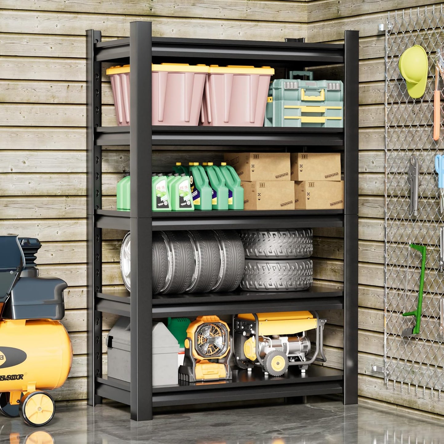2 Sets Metal Garage Shelving Unit,78"H Heavy Duty 5-Tier Adjustable Storage Rack,16"D x 40"W x 78"H Steel Shelving,3000 lbs Industrial Shelves for Heavy Tools and Equipment,Ideal for Garage, Basement