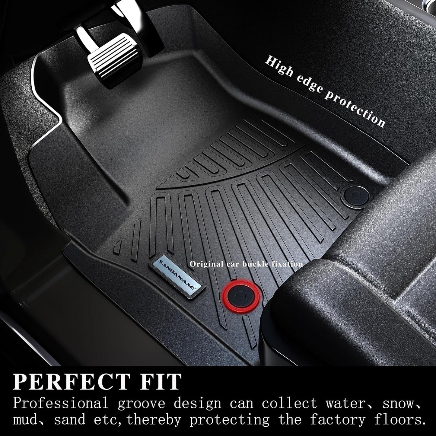 Full Set Floor Mats & Trunk Liner for 2025 Ford Expedition (Only Fit MAX 8-Seat | 2 Row Bench Seat) | TPE All-Weather Liners with Cargo Mat - Custom Fit, Non-Slip, Waterproof