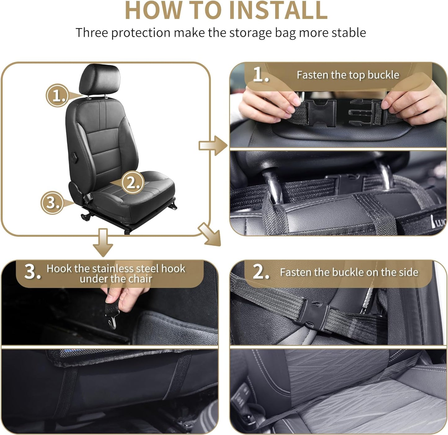 LUCMO Car Backseat Organizer with Touch Screen Tablet Holder-2 Pcs,9 Storage Pockets Car Storage Organizer Protectors Kick Mats Travel Accessories for Kids-Grey