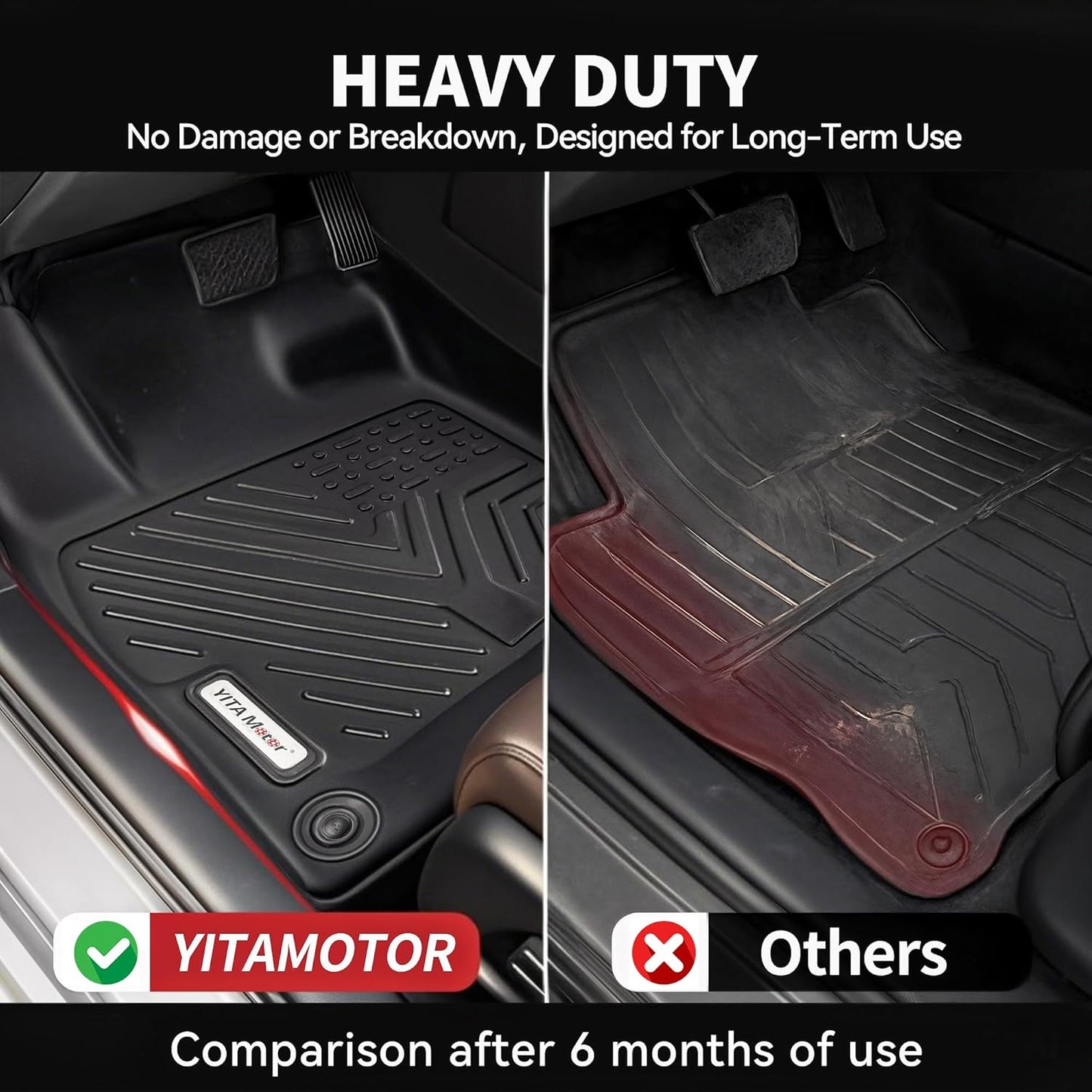 YITAMOTOR Floor Mats Compatible with 2015-2023 Jeep Cherokee (Not for Grand Cherokee), Custom Fit Floor Liners, 1st & 2nd Row All-Weather Protection, Black