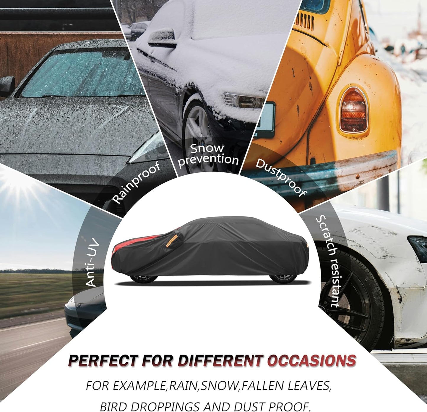 Car Cover Outdoor Automobiles Waterproof All Weater, Universal Fit (Length Up to 240 inch) XL+