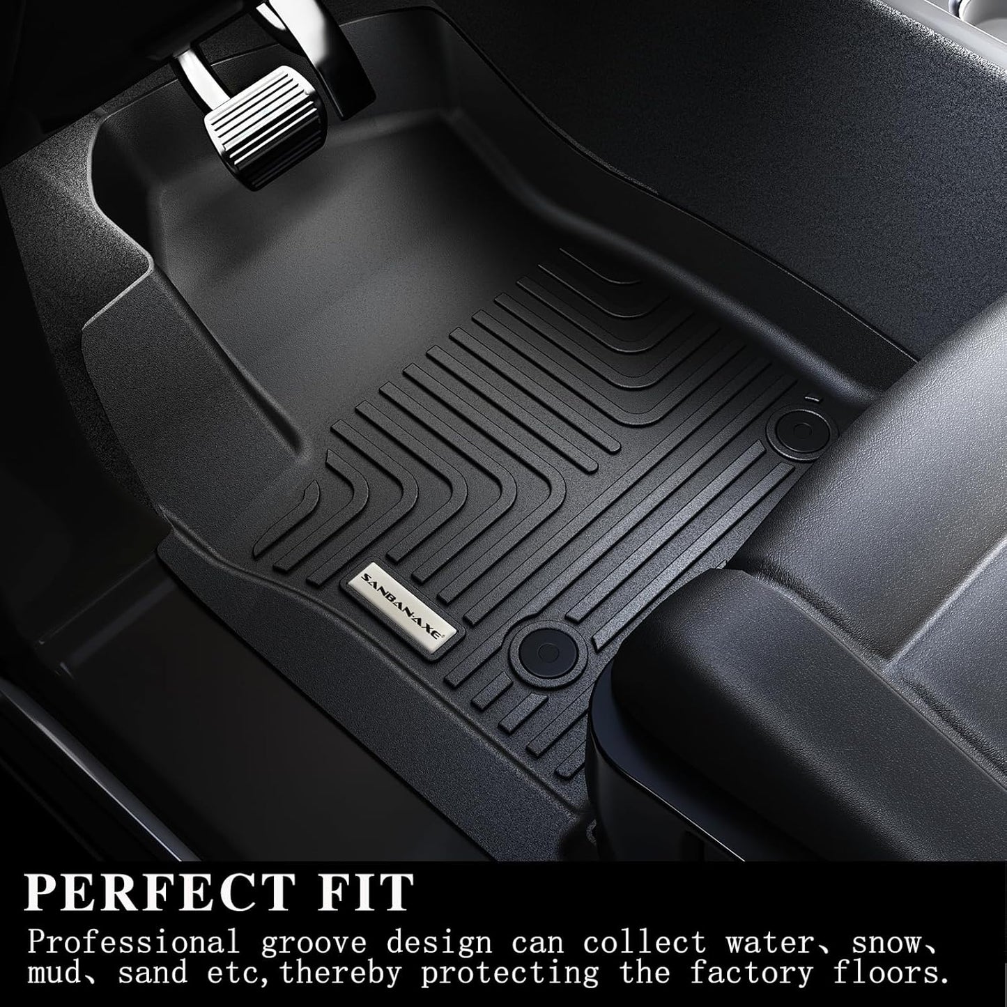 Floor Mats & Trunk Mat for Chevrolet Tahoe 2021-2024 2025-2nd Row Bucket Seat(7 Seats Version) &GMC Yukon（Not Fit XL,TPE All Weather Protection Car Floor Liners for Chevy Tahoe