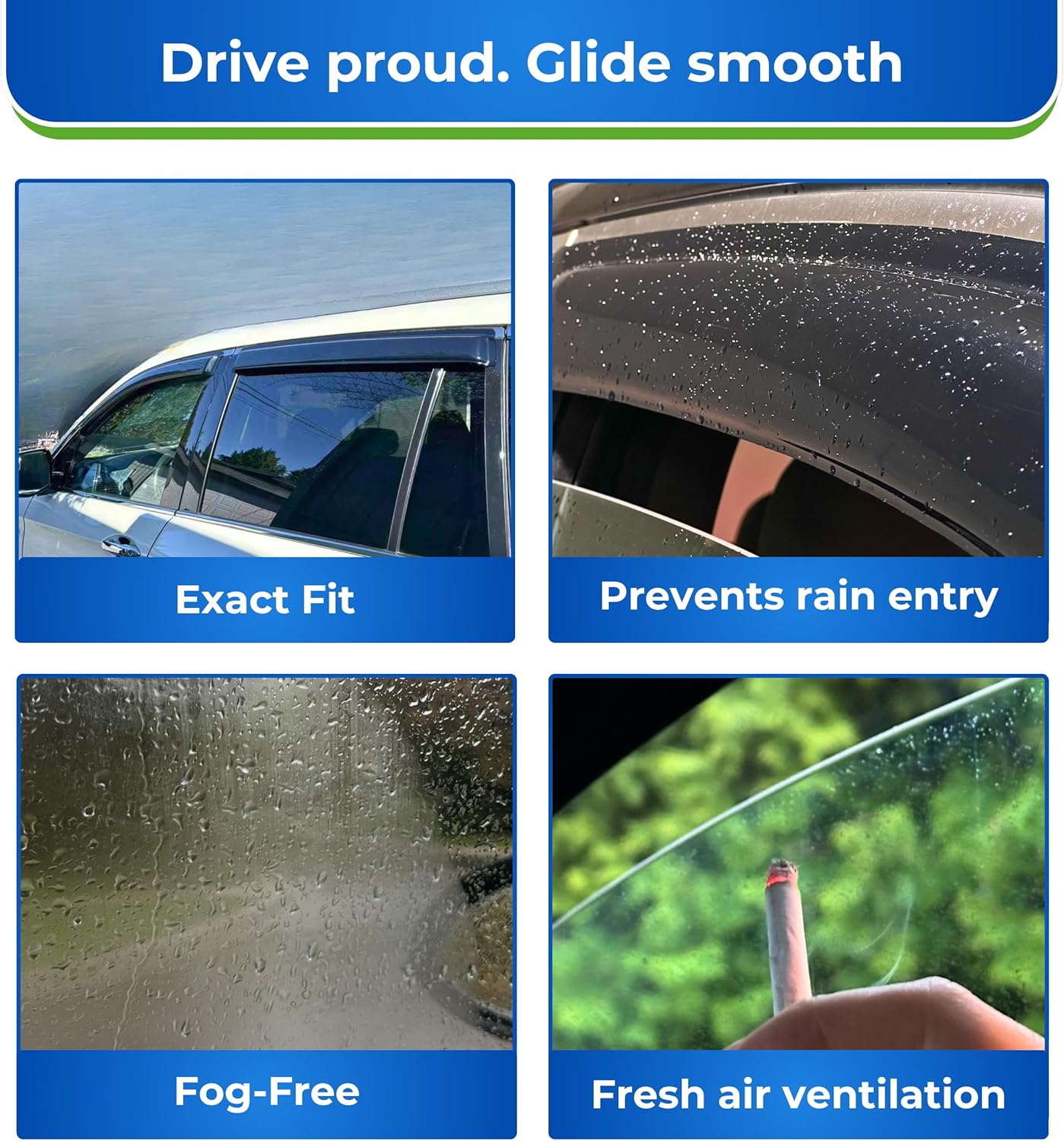 KPY Window Visor Compatible with Lincoln MKS 2009-2011, Rain Guard Window Vent Deflectors Tape-On Style, 2009 2010 2011