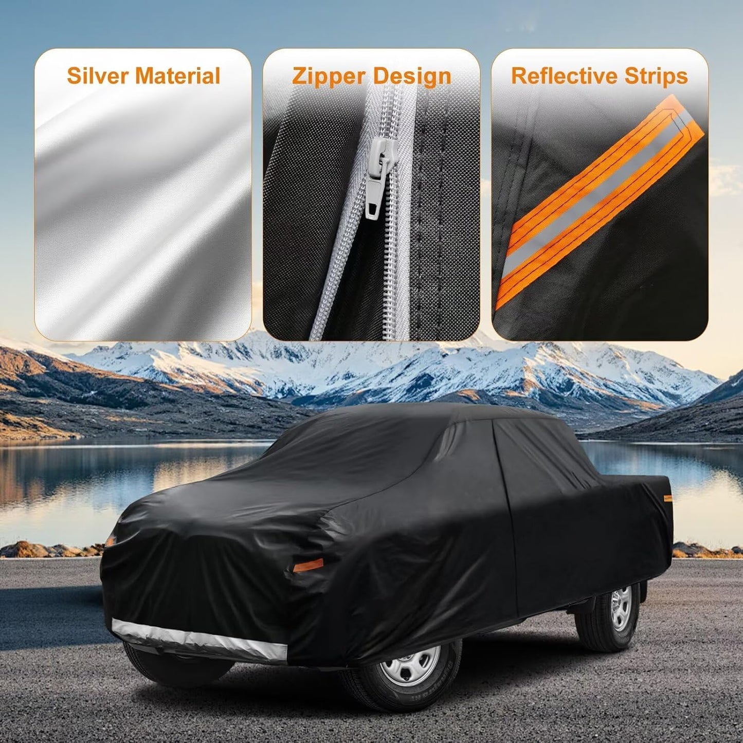 Kayme Truck Cover Custom Fit Chevy Silverado 1500(1998-2018) Regular Cab SB. Full Exterior Heavy Duty Outdoor Pickup Truck Car Cover Waterproof All Weather.Car Tarp for Wind Sun Dust Protection.