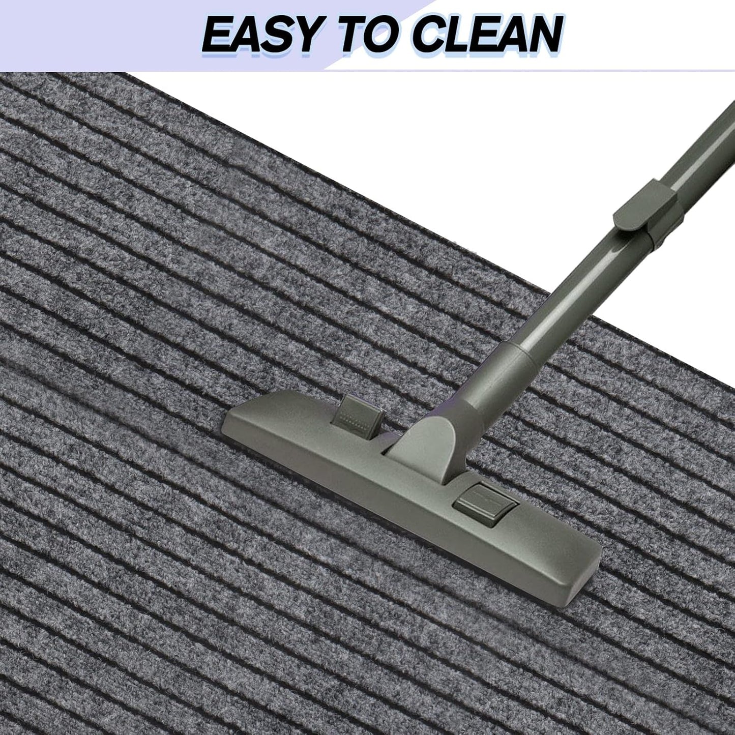 Custom Size Backed Non-Slip Area Rugs Runner, Easy Clean, Waterproof Runner Rugs for Hallway Entryway, Kitchen, Laundry, 2FT x 20FT, Gray Stripe