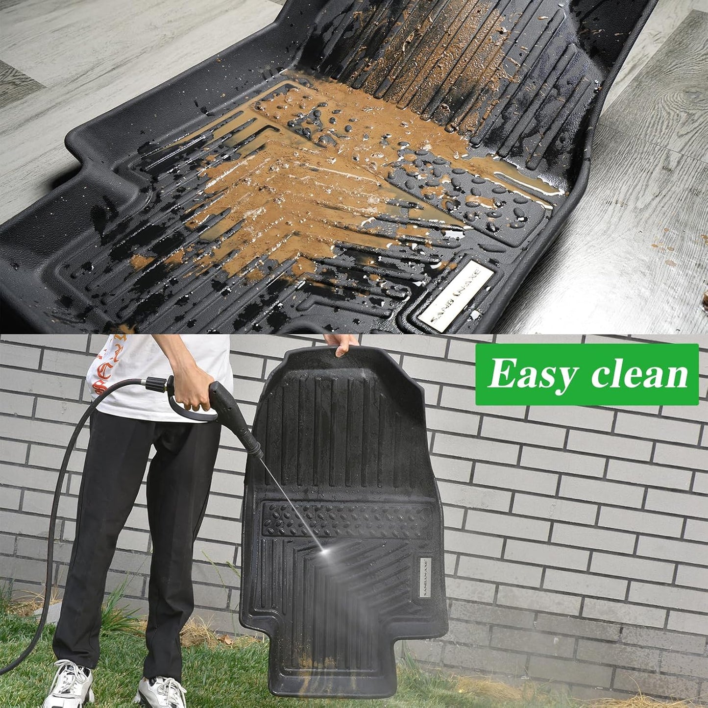 SANBAN Floor Liners for 2025 Dodge Ram 1500 Crew Cab（Rear with Under-Seat Factory Storage）,TPE All Weather Protection 2 Rows Car Floor Mats.