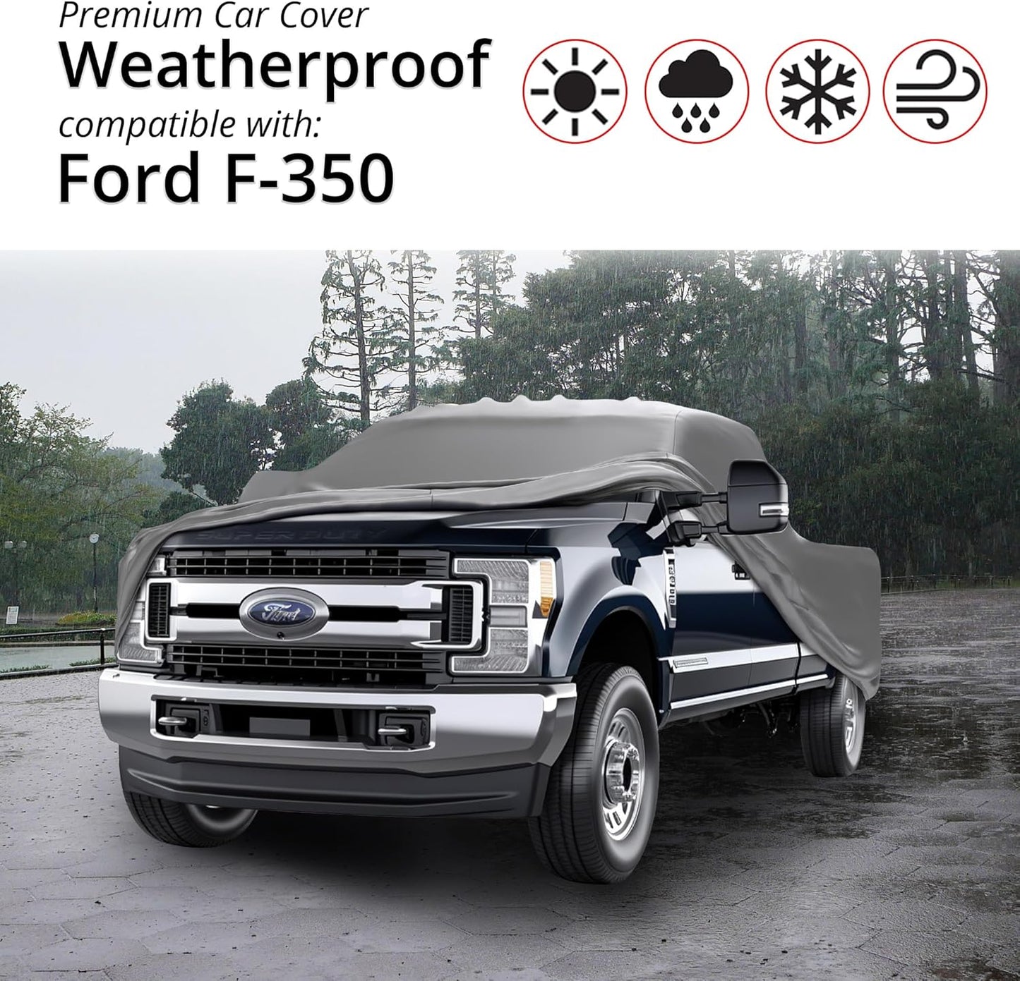 Car Covers Weatherproof Max Truck Cover & Warranty Compatible with Ford 1990-2002 F-350 Regular Cab, 8'– Outdoor Cover, Prevents Theft with Cable Lock