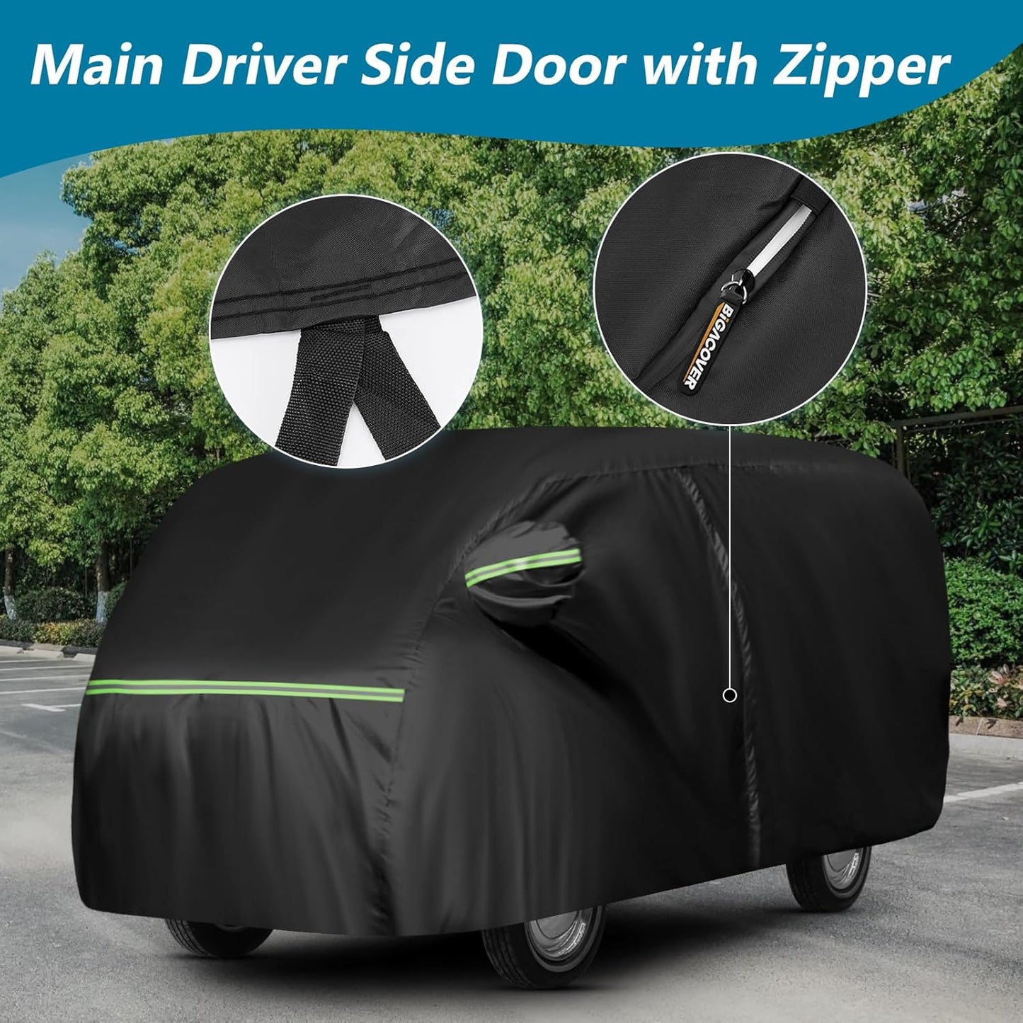 Car Cover for 1950-1992 VW Bus T1 T2 T3, Waterproof 420D Oxford Cloth Cover Outdoor Full Car Covers with Zipper Windproof Heavy Duty All Weather with Wind, Sun, UV and Dust Protectio