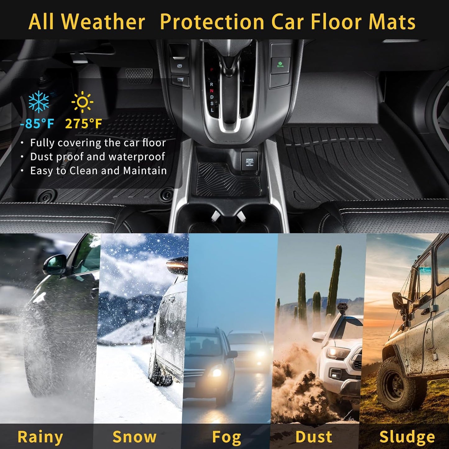 GINOWY-Floor Mats & Cargo Liner for Nissan Kicks 2025 2026, TPE All Weather 2025 Kicks Car Floor Mats, Backrest Mats Non-Slip Trunk Mat Kicks Floor Liners Accessories Black