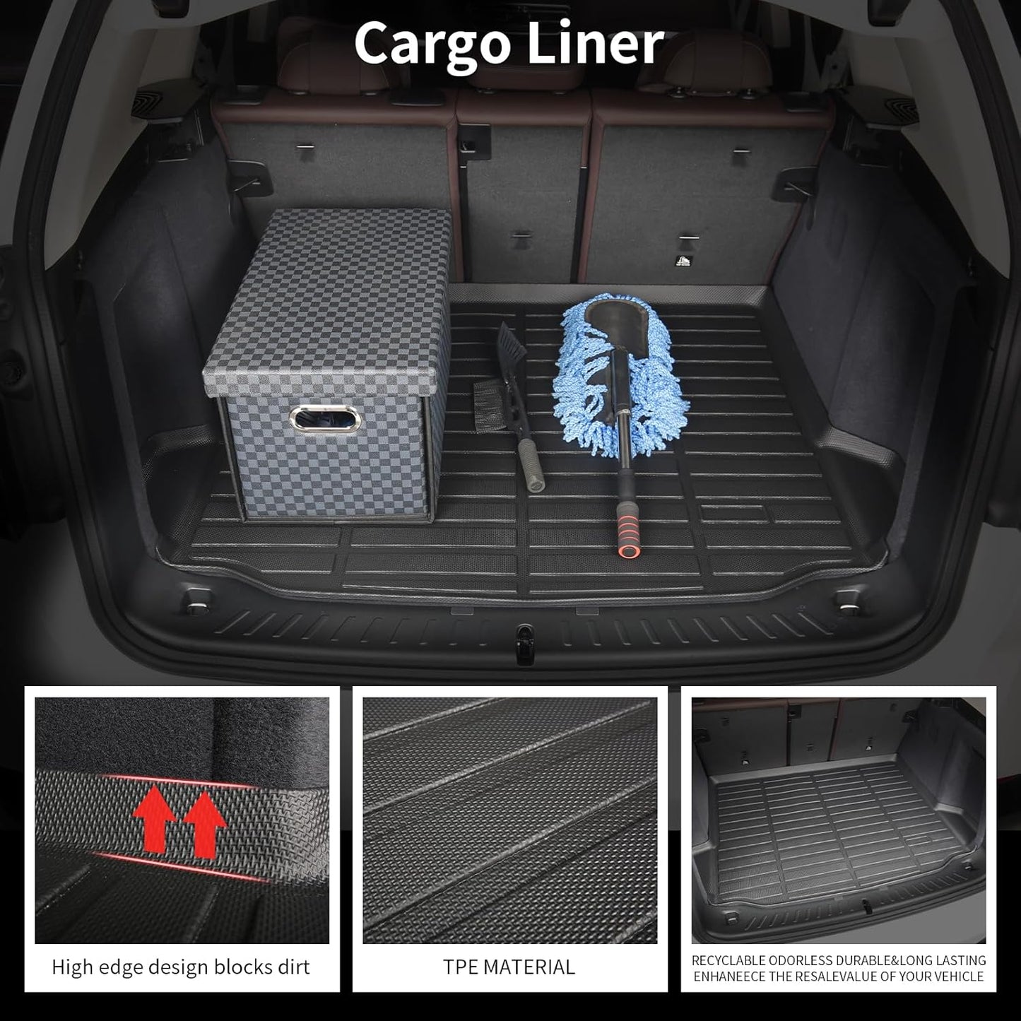 Wayhigh-All Weather Floor Mats & Cargo Liner Set for 2018-2024 GMC Terrain/Chevy Equinox（Not for Equinox EV）,Custom Fit TPE Heavy Duty Car Mats Equinox Accessories
