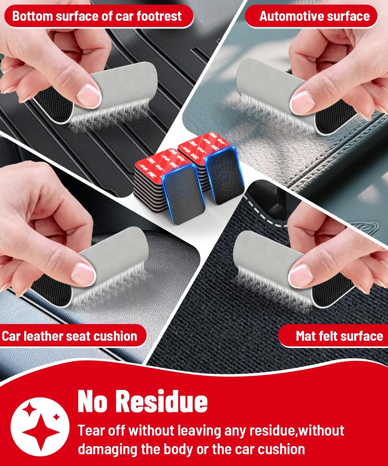 Hook and Loop Strips with Super Adhesive Heavy Duty, Made of 3M, Heat Resistant Waterproof, Outdoor or Indoor Use, 16 Sets Black 1.57x1.97 Inch